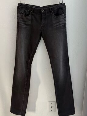 GAS Men's Straight Fit Faded Black Jeans